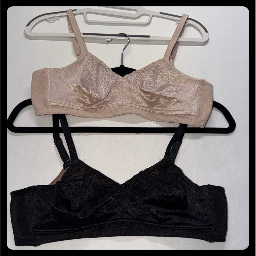 Wacoal‎ Wire Free Bra Women 36B Tan Black Lace  set of 2 852303